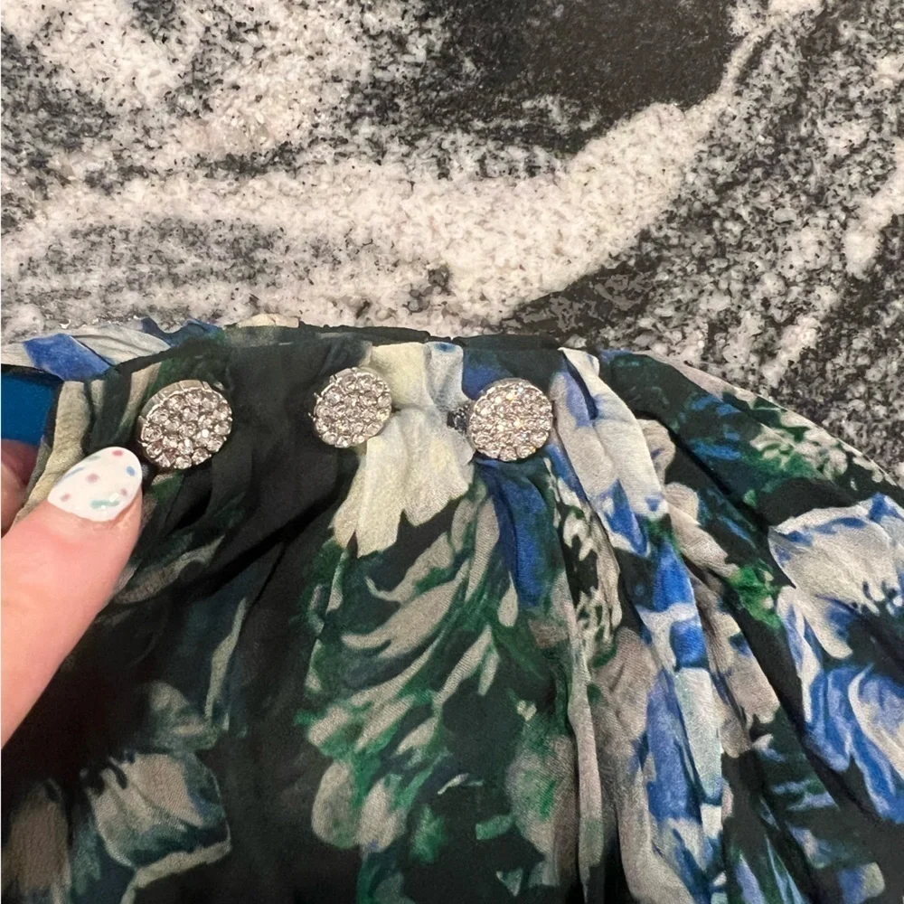 ZARA sheer top floral ruched mini dress with ruched sleeves - Picture 11 of 11